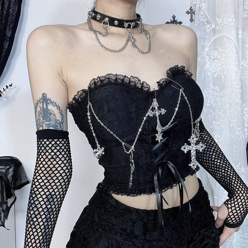 Cross Chain Corset Bodysuit