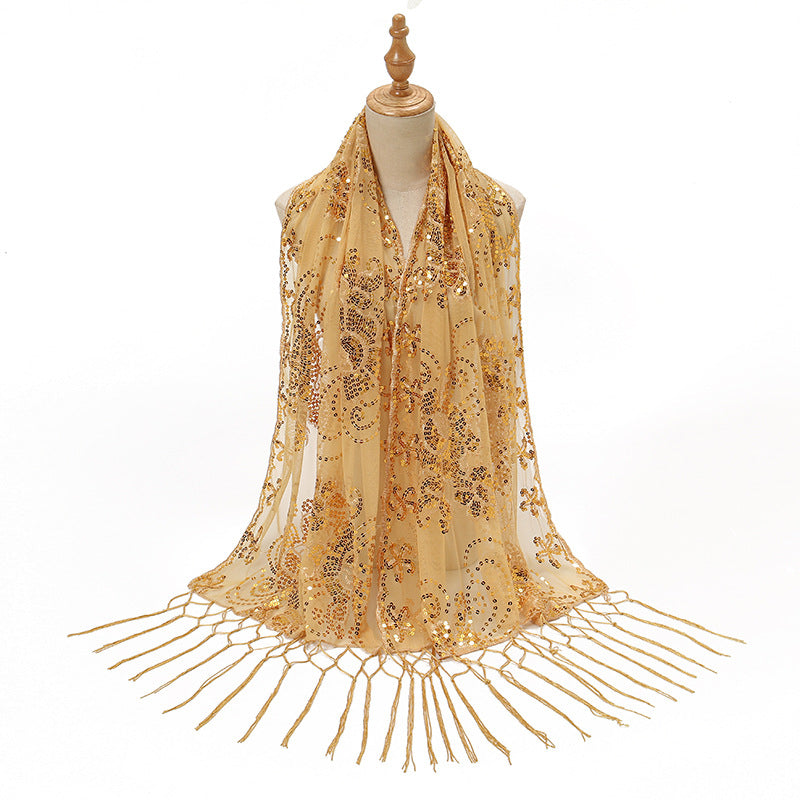 Golden Hour Fringe Sequin Shawl