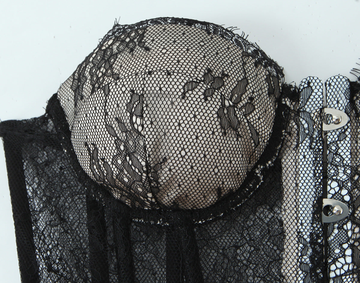 Splicing Black Over Bust Corset