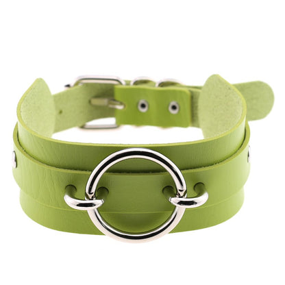 Exaggerated PU Leather Collar Neck Cover Wild O-shaped Necklace Neck Chain