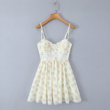 Lace Embroidery Corset Mini Dress