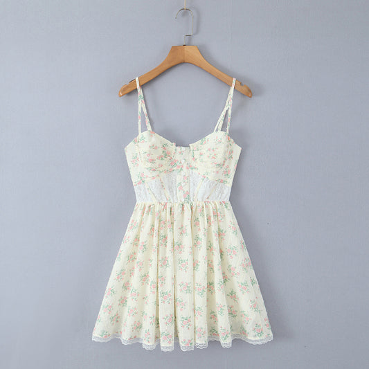 Lace Embroidery Corset Mini Dress