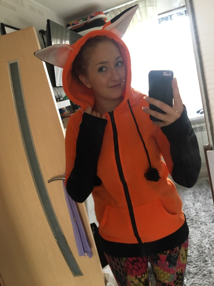 Anime Style Fox Ear Hooded Zip-Up