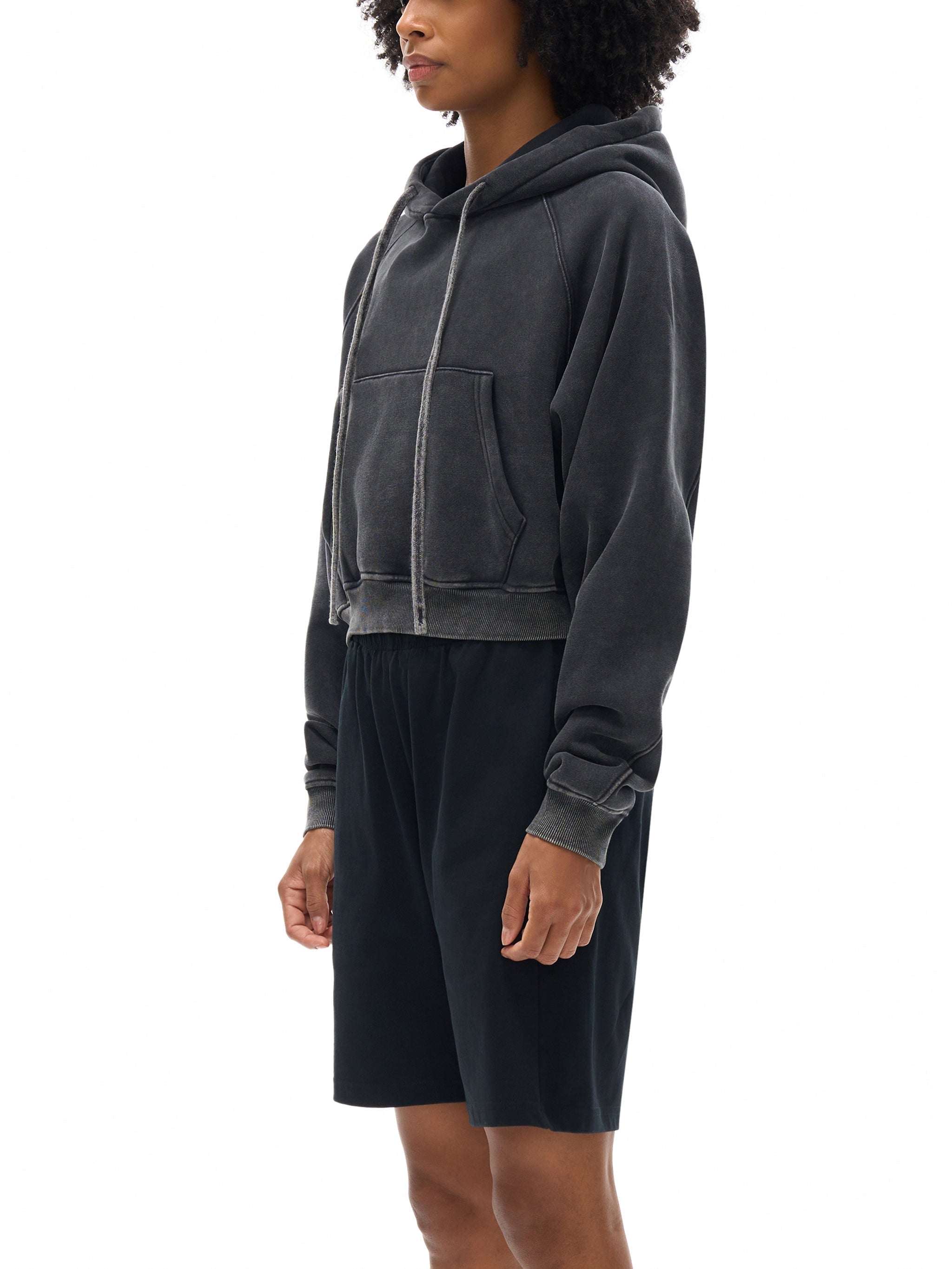 Basic B Grunge Wash Cropped Hoodie