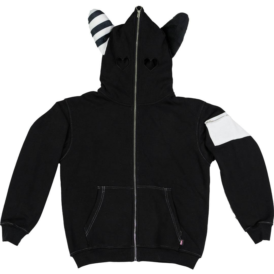 Plush Ear Bunny Hoodie – Black