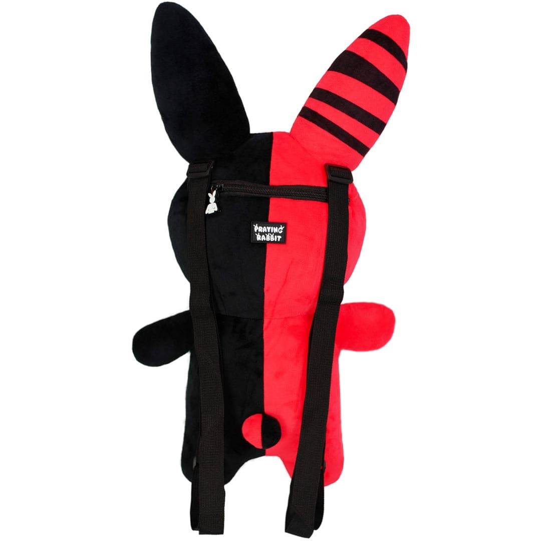 Rabbit Plush Backpack – Red/Black (20”)