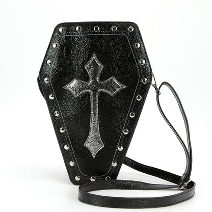 Metallic Cross Coffin Shaped Convertible Backpack Bag-0