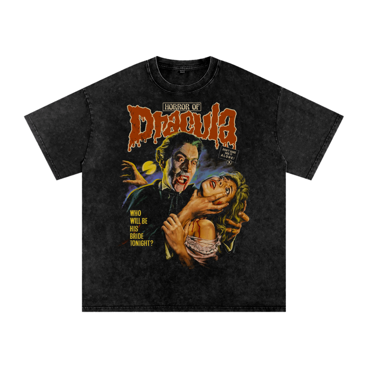 Dracula Bites Vintage Acid Wash Oversize T-Shirt