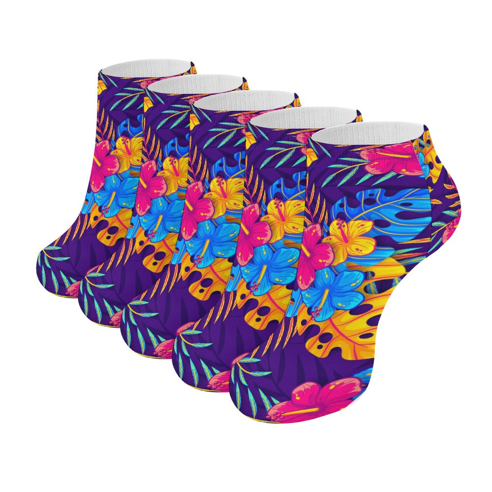 The Perfect Music Festival Ankle Socks (5 Pairs)  Sweat-Proof, Odor-Proof, Breathable Tropical Flower Socks