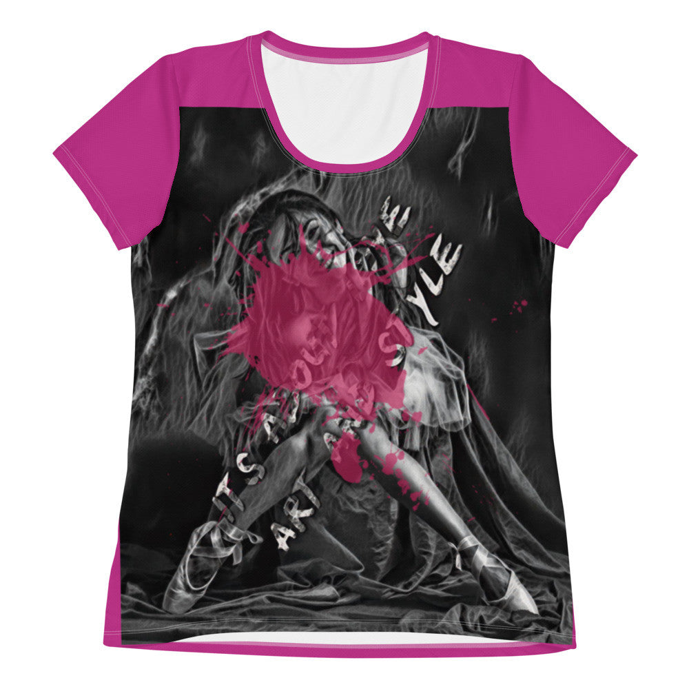 LOVE ART AND STYLE Women's Athletic T-shirt by Gianneli-0