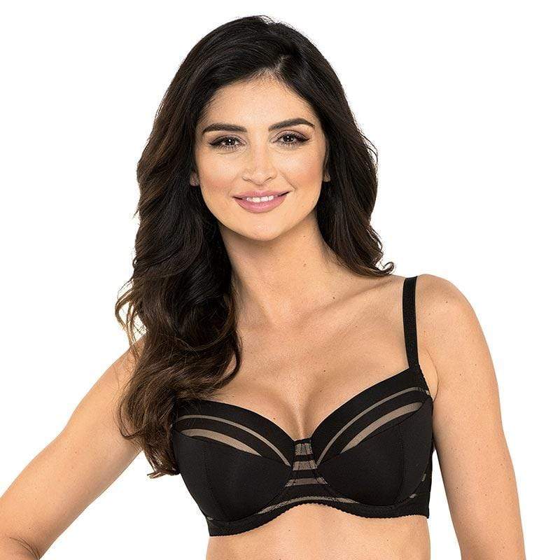 Full Figure Padded Striped Bra Gorteks Luna Black-0