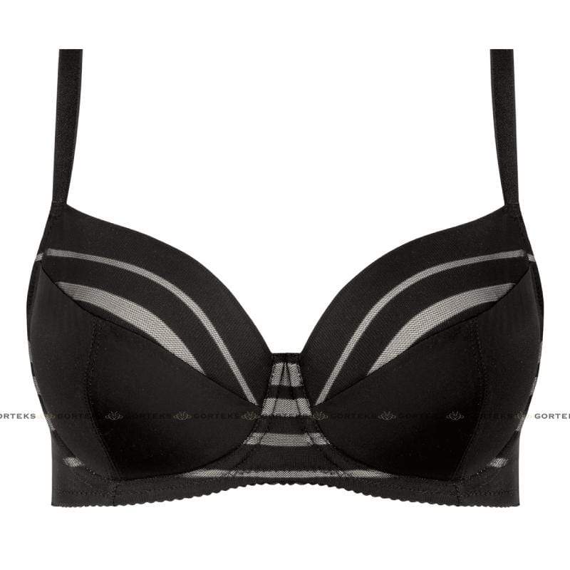 Full Figure Padded Striped Bra Gorteks Luna Black-2