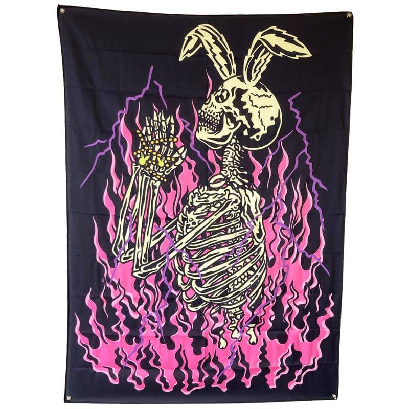 Praying rabbit Skeleton Wall Tapestry