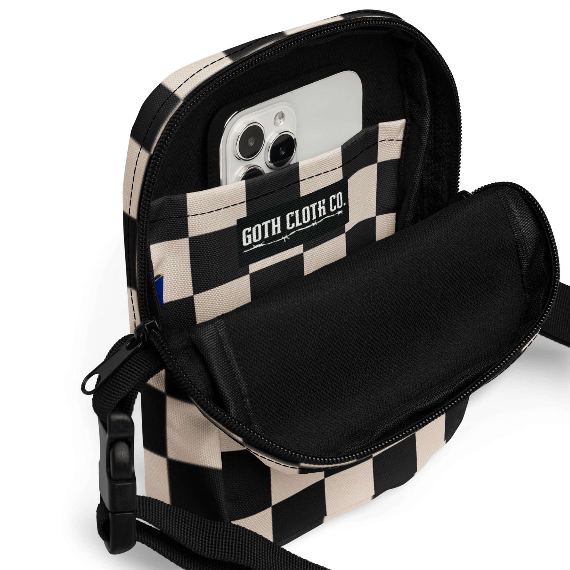 Retro Revival Checkerboard Crossbody Bag