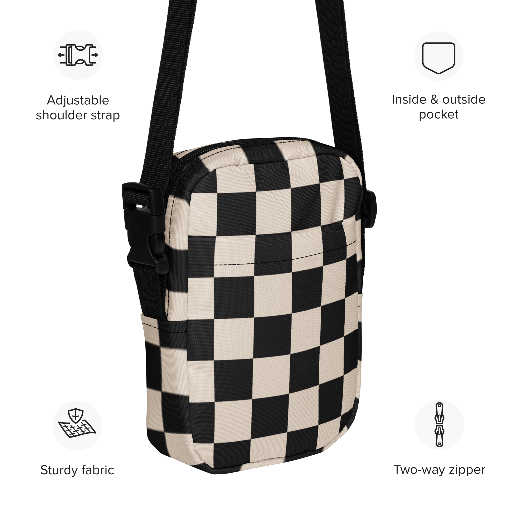 Retro Revival Checkerboard Crossbody Bag