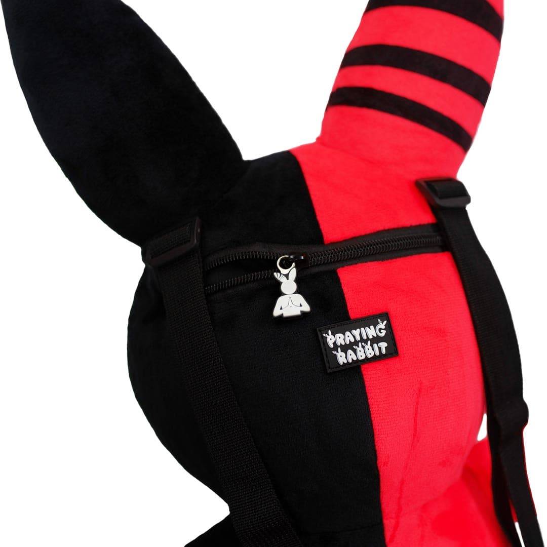 Rabbit Plush Backpack – Red/Black (20”)